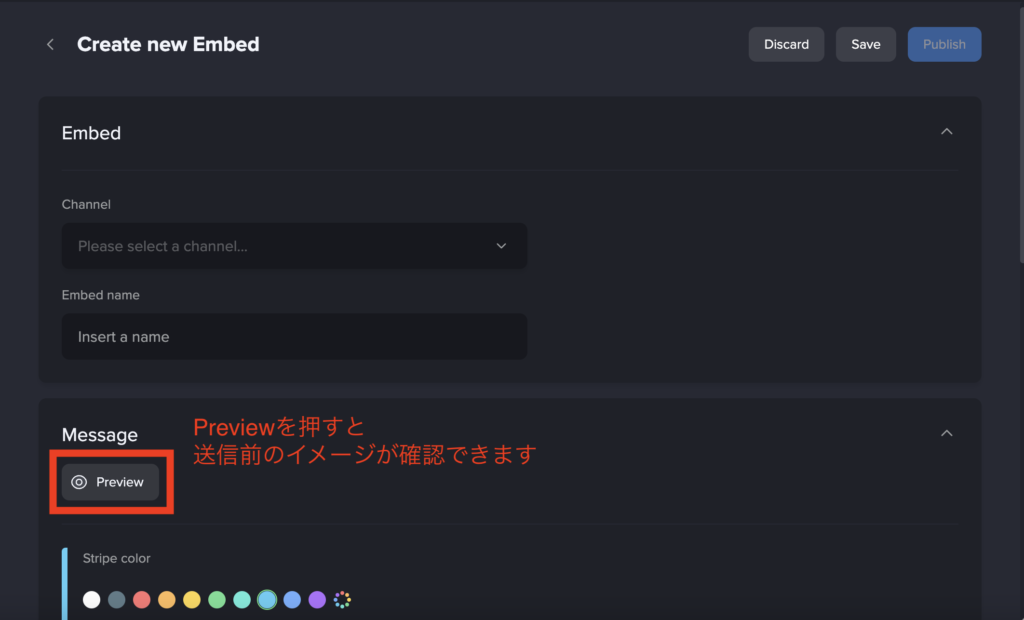 check embed message by preview